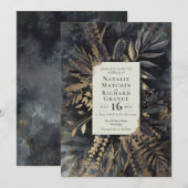 Goud en leisteen grijs bruiloft Uitnodiging (Voorkant / Achterkant)