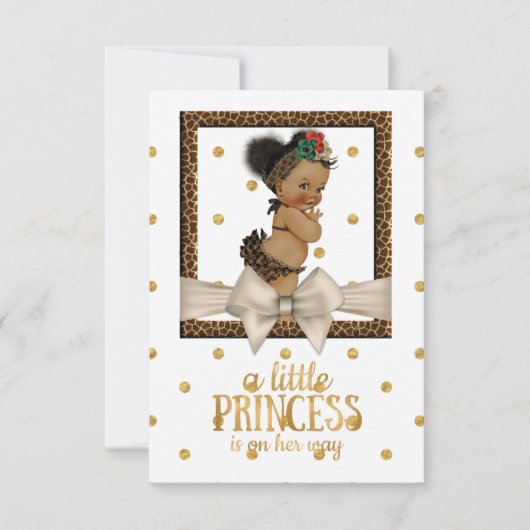Goud en Leopard Print Meisjes Baby shower Kaart (Voorkant)