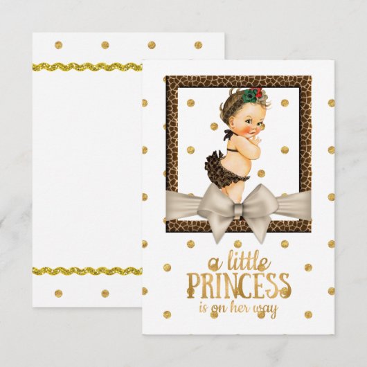 Goud en Leopard Print Meisjes Baby shower Kaart (Voorkant / Achterkant)
