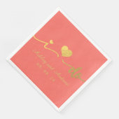 Goud en levend koraal doe ik | Bruiloft Servet (Hoek)