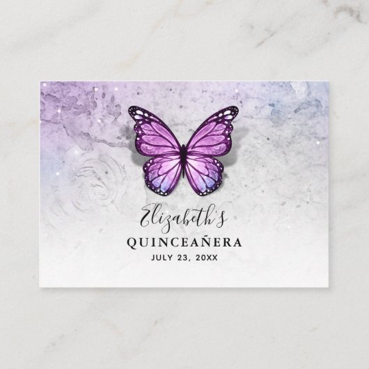 Goud en licht Paarse vlinder Details Informatiekaartje (Achterkant)