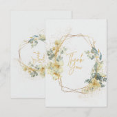 Goud en Lichtblauw Elegant Bruiloft Dank u Kaart (Voorkant / Achterkant)