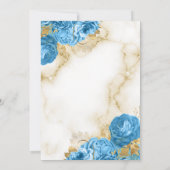 Goud en lichtblauw  Floral Border Save The Date (Achterkant)