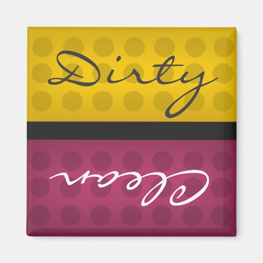 Goud en magenta schoon vuile vaatwasser magneten (Voorkant)