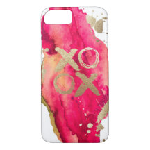 Goud en magenta XOXO Iphone-draagtas
