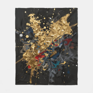 Goud en marine abstracte spetterende moderne luxe fleece deken