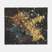 Goud en marine abstracte spetterende moderne luxe fleece deken (Voorkant (Horizontaal))