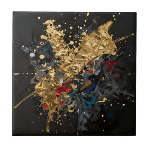 Goud en marine abstracte spetterende moderne luxe tegeltje
