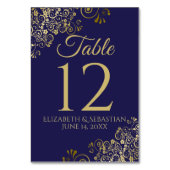 Goud en marine Blauw Elegant Filigraan Bruiloft Kaart (Voorkant)