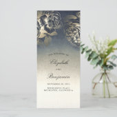 Goud en marine blauw Vintage bruiloft programma's (Staand voorkant)