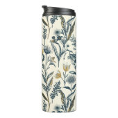 Goud en marine Botanisch Patroon Thermosbeker (Geroteerd rechts)