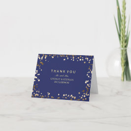Goud en marine confetti trouwdag bedankt