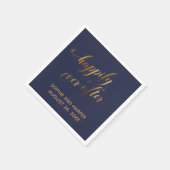 Goud en marine gelukkig ooit na Hearts Script Servet (Hoek)