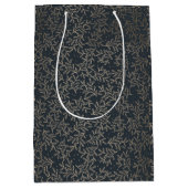 Goud en marine Holly Christmas Medium Cadeauzakje (Voorkant)