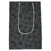 Goud en marine Holly Christmas Medium Cadeauzakje (Achterkant)