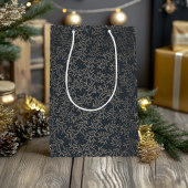 Goud en marine Holly Christmas Medium Cadeauzakje