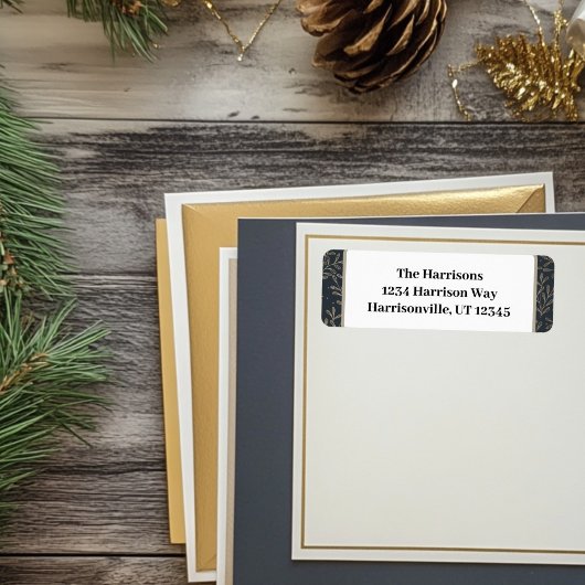 Goud en Marine Holly Retour Adres Etiket