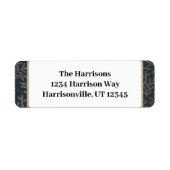 Goud en Marine Holly Retour Adres Etiket (Voorkant)