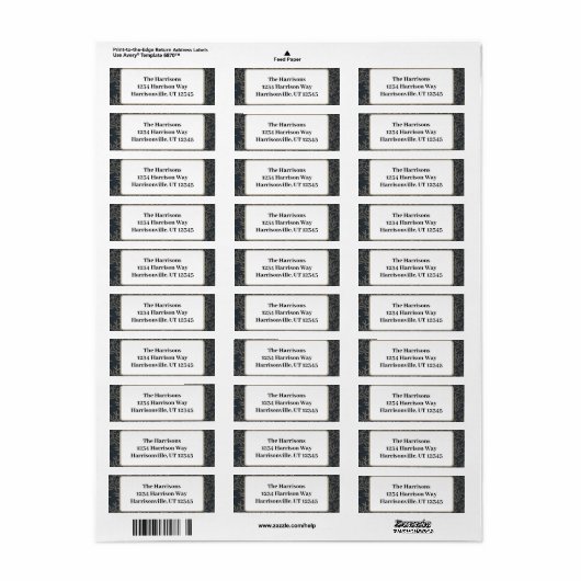 Goud en Marine Holly Retour Adres Etiket (Full Sheet)