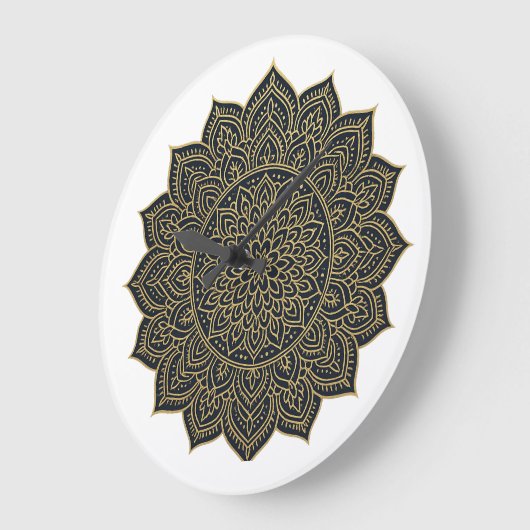 Goud en marine mandala grote klok (Hoek)