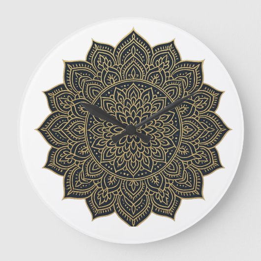 Goud en marine mandala grote klok (Voorkant)