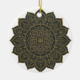 Goud en marine mandala keramisch ornament