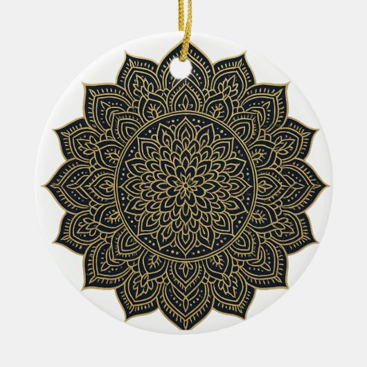 Goud en marine mandala keramisch ornament (Voorkant)