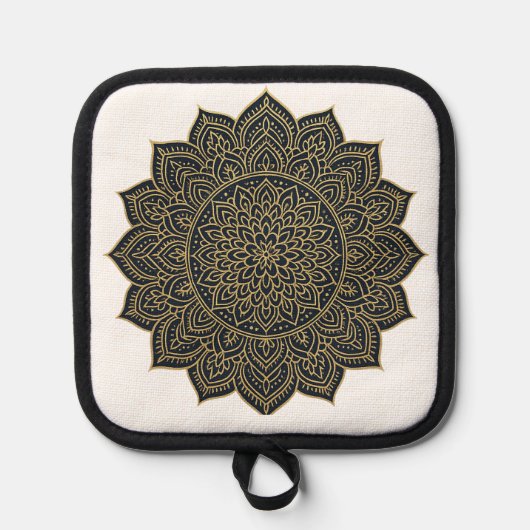 Goud en marine mandala pannenlap (Voorkant)