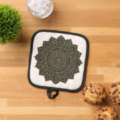 Goud en marine mandala pannenlap (Top down)