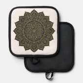 Goud en marine mandala pannenlap (Voorkant / Achterkant)