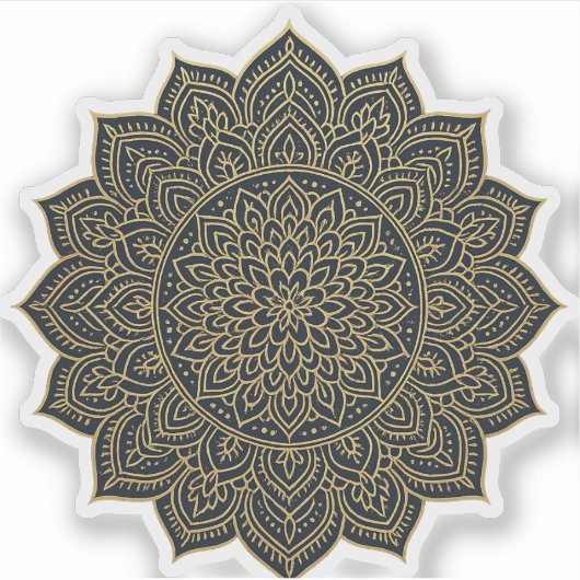 Goud en marine mandala sticker (Voorkant)
