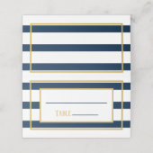 Goud en Marine Nautische Strepen Trouwtafel Plaats Plaatskaartje (Buitenkant ongevouwen)