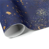 Goud en marine sterren cadeaupapier (Rol Hoek)