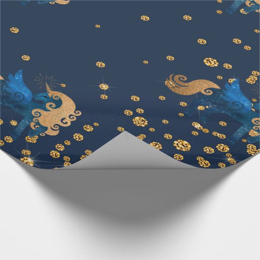 Goud en marineafval - UNicorn BIRTHDAY WEDDING WRA Cadeaupapier (Hoek)
