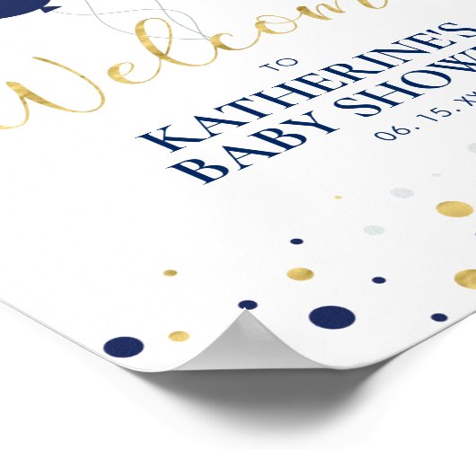 Goud- en marineballonnen | Welkomstwoord Baby show Poster (Hoek)