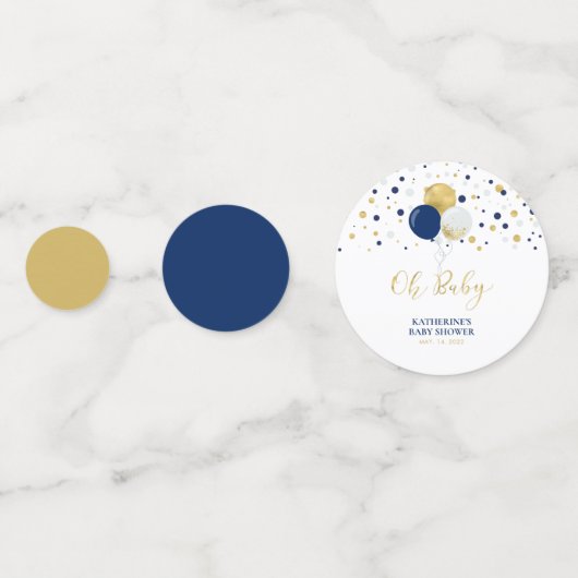 Goud en marineblauw Baby shower Confetti (Achterkanten)
