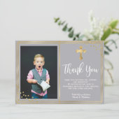 Goud en marineblauw Baptisme Hartelijk dank Bedankkaart (Staand voorkant)