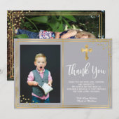 Goud en marineblauw Baptisme Hartelijk dank Bedankkaart (Voorkant / Achterkant)