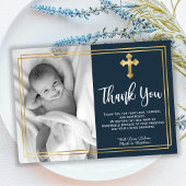 Goud en marineblauw Baptisme Hartelijk dank Bedankkaart