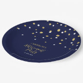 Goud en marineblauw Chic Confetti Papieren Bordje (Gekanteld)