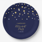 Goud en marineblauw Chic Confetti Papieren Bordje (Voorkant)