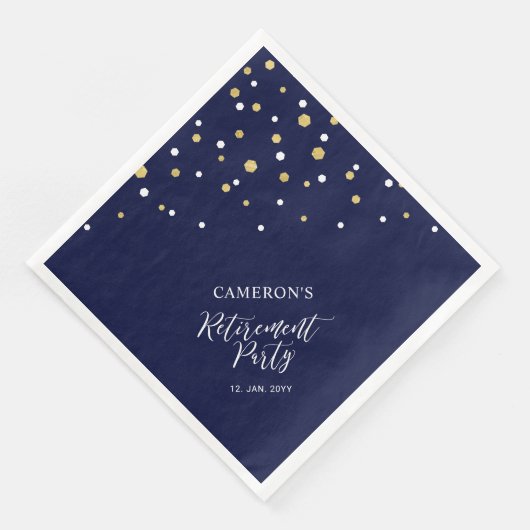 Goud en marineblauw Chic Confetti Servet (Hoek)