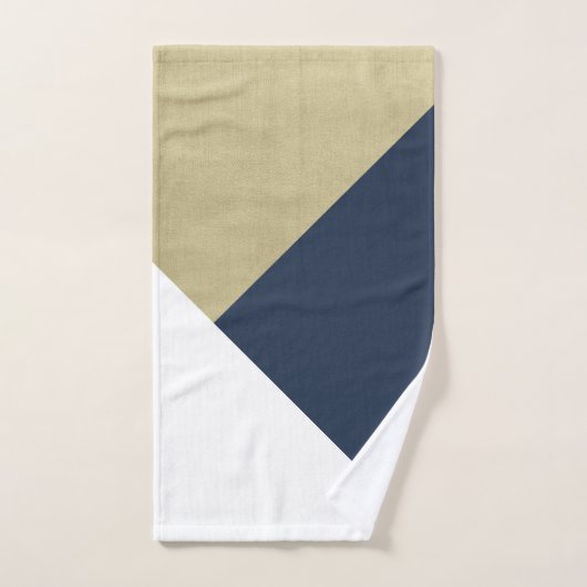 Goud en marineblauw en wit geometrisch #1 bad handdoek (Handdoek)