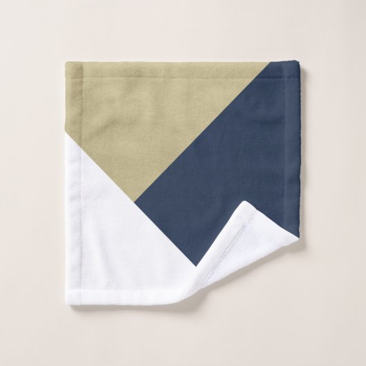Goud en marineblauw en wit geometrisch #1 bad handdoek (Wasdoekje)