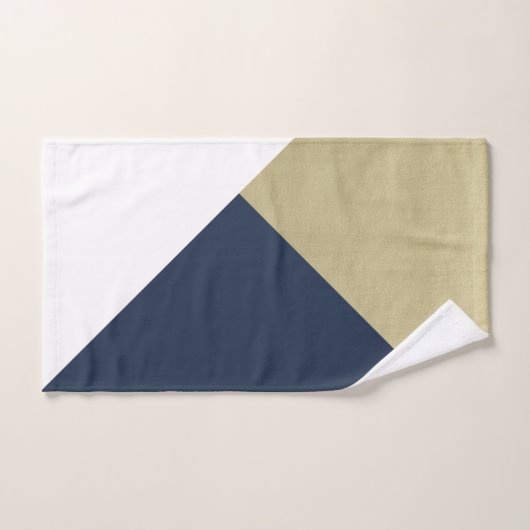 Goud en marineblauw en wit geometrisch #1 bad handdoek (Handdoek)