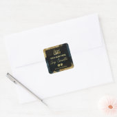 Goud en marineblauw-inktkandelen vierkante sticker (Envelop)