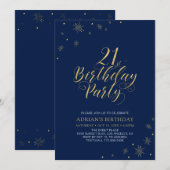 Goud en marineblauw | Moderne grafische 21e verjaa Kaart (Voorkant / Achterkant)