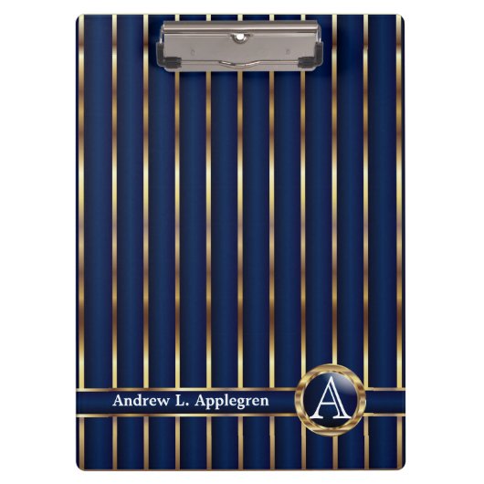 Goud en marineblauw Stripes Klembord (Voorkant)