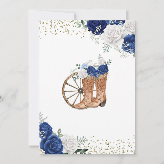 Goud en marineblauw Western Charra Quinceañera Kaart (Achterkant)