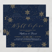 Goud en marineblauw-winterrepetitie kaart (Voorkant / Achterkant)